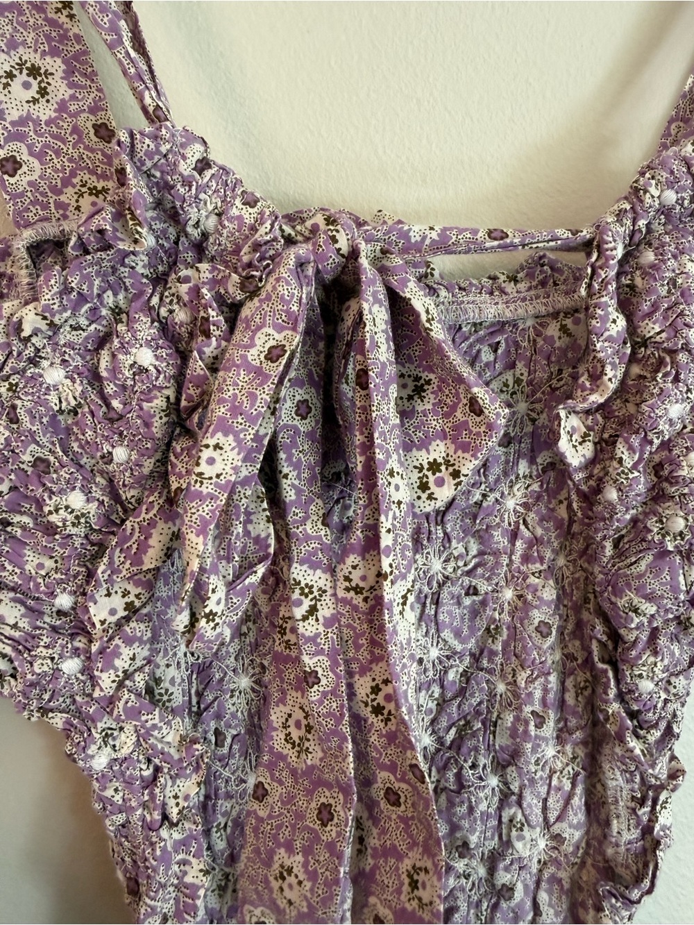 Sea New York Ida Floral Smocked Prairie Midi Dress Lilac Large - Picture 7 of 11